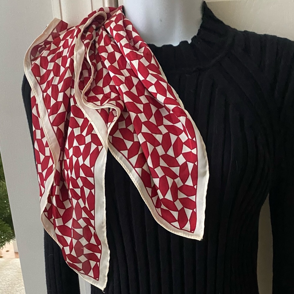 Beautiful soft red while scarf 15x15”